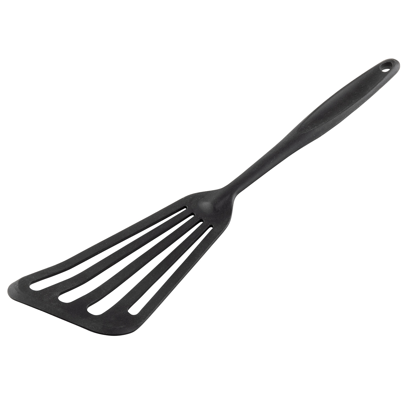 Tablecraft AM3314BK Antimicrobial 14 Stainless Steel Slotted Turner /  Spatula with Black Handle