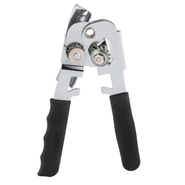 Tablecraft 10518BK Manual Crank Style Can Opener - Chrome Plated, Black