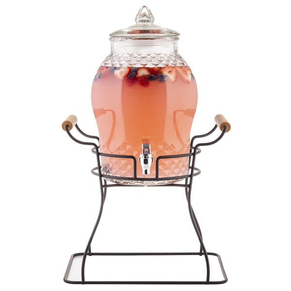 Tablecraft 10090 Industrial 2 Gallon Glass Beverage Dispenser with Infuser  / Ice Core