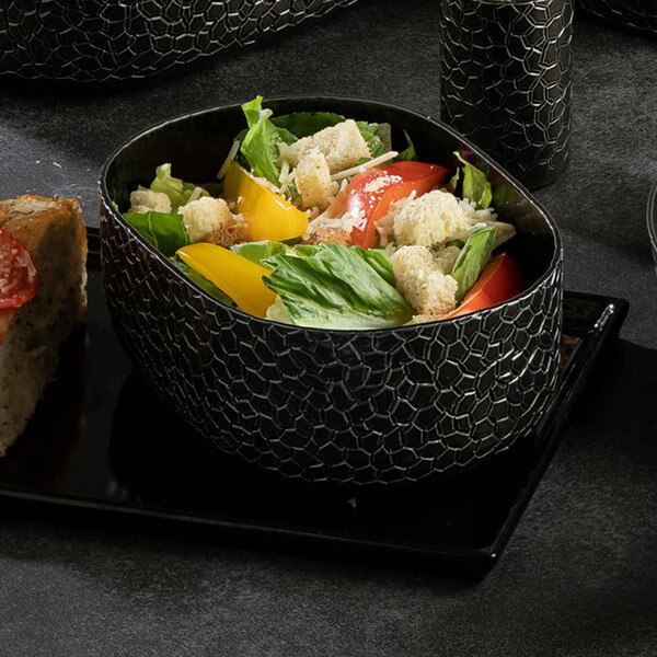 Crackle Collection™ 28 oz Black Oval Bowl