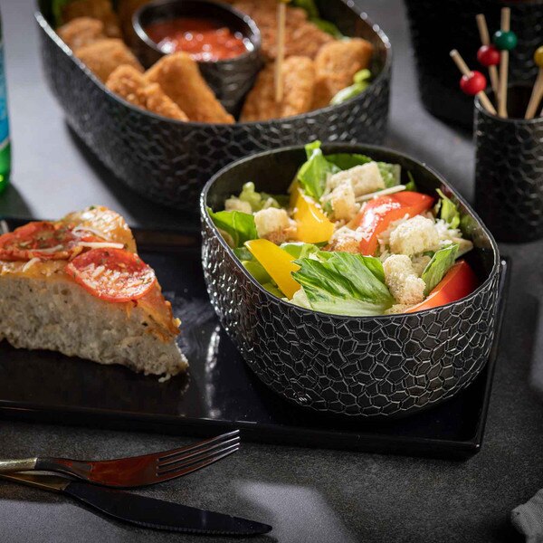 Crackle Collection™ 28 oz Black Oval Bowl