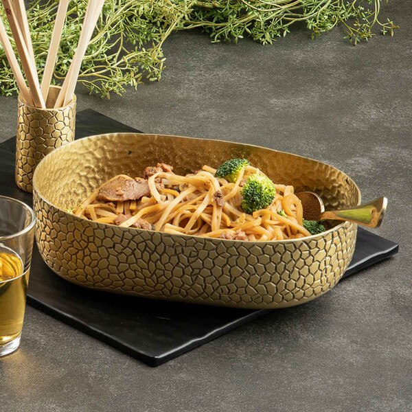 Crackle Collection™ 2 qt Gold Oval Bowl