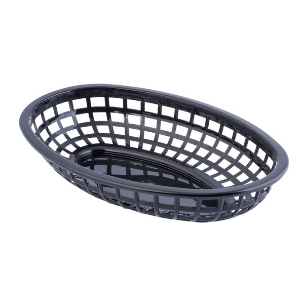 Central Exclusive Small Oval Black Plastic Serving Basket - 7 7/8L x 5 1/2W x 1 3/4H 13786