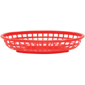 red oval plastic basket