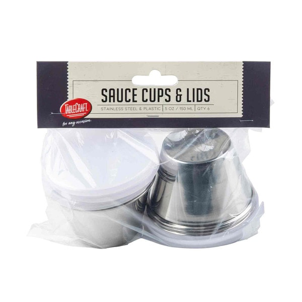 Tablecraft 2.5 oz Dipping Cups with Lids, 2.5-Ounce , 6 Pack, Silver