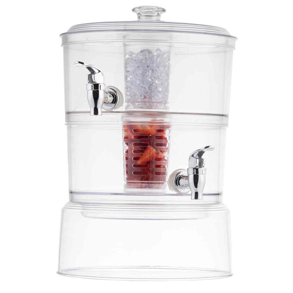 3-Tier Beverage Dispenser-Stackable Layers with Spigots & Ice