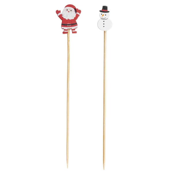 santa and snowman picks