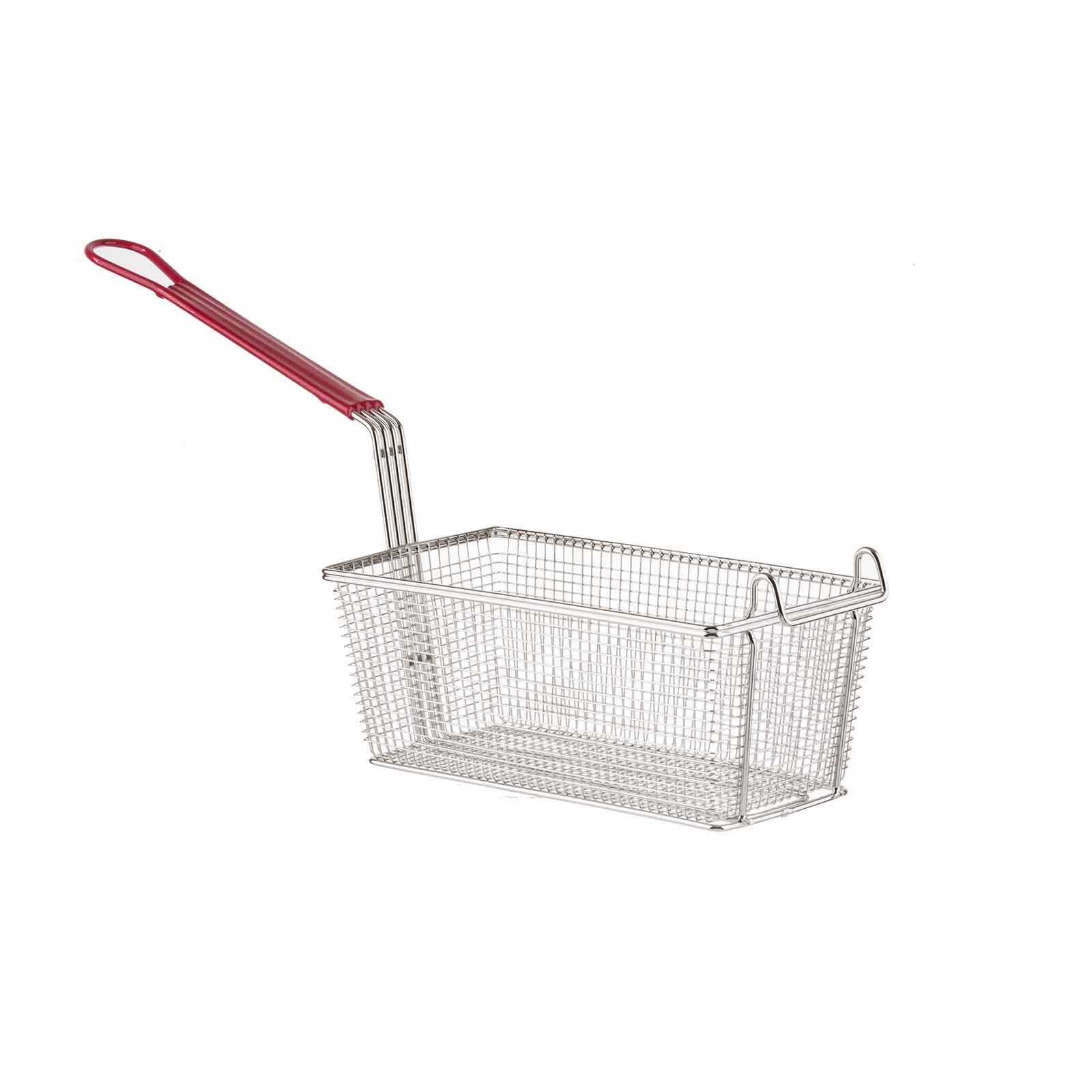 Rectangular Fry Basket with Red Vinyl Handle