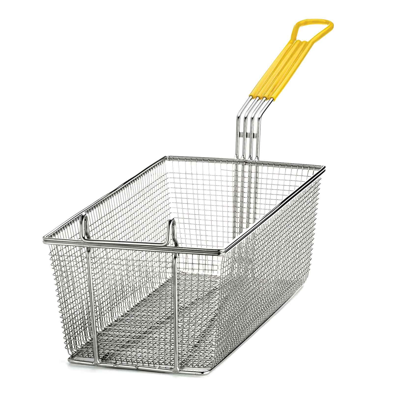 Rectangular Fry Basket with Yellow Vinyl Handle