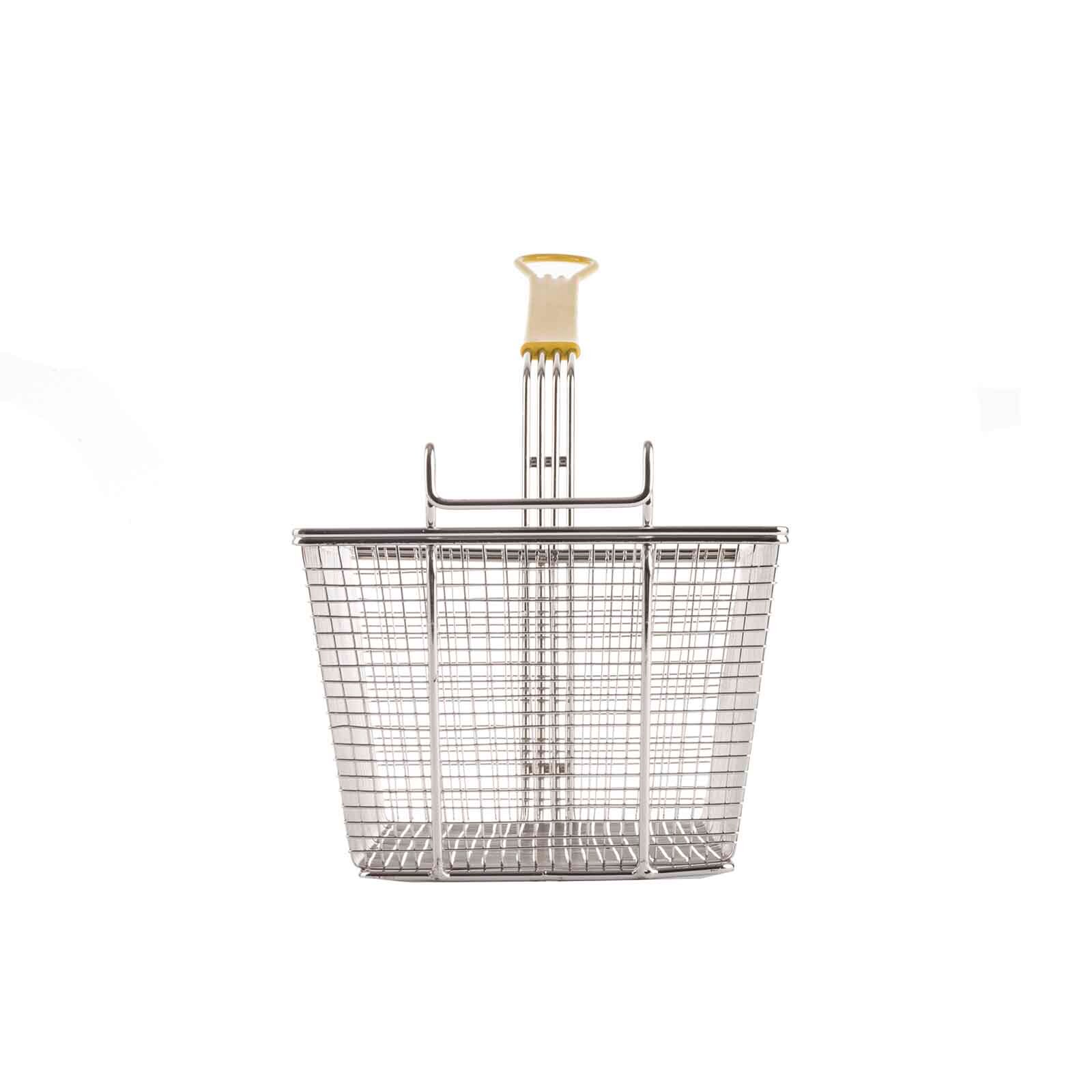 Rectangular Fry Basket with Yellow Vinyl Handle
