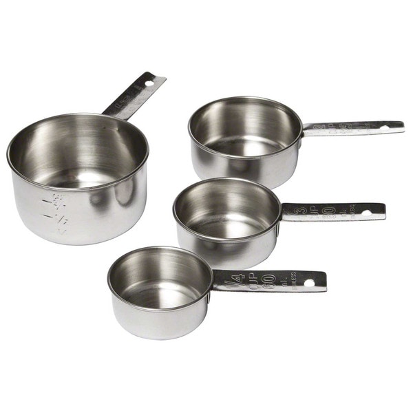 Tablecraft 725 4-Piece Stainless Steel Heavy Weight Measuring Cup Set