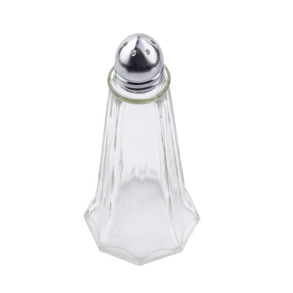 Hubert 1 oz Tower Clear Glass Salt/Pepper Shaker with Stainless Steel Top