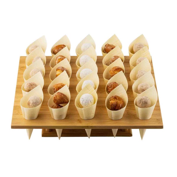 PacknWood 210BBCO181- Mini Wooden Cone Kraft Paper Cones, Cardboard Cones  for Crafts, Disposable Appetizer Food Cups,Paper Cones,Charcuterie