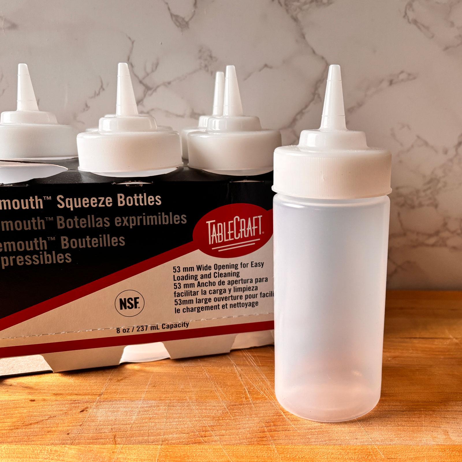 8 oz Widemouth™ Squeeze Bottle, Clear with Standard TipTop, Pack of 6