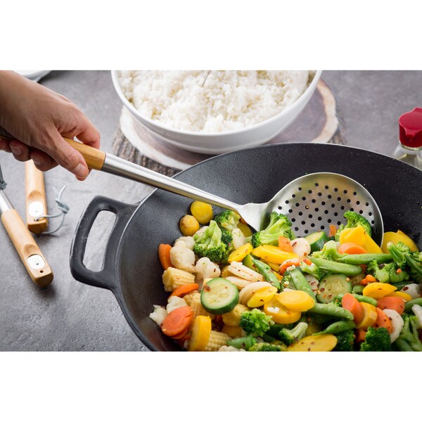 stirfry in a cast iron wok