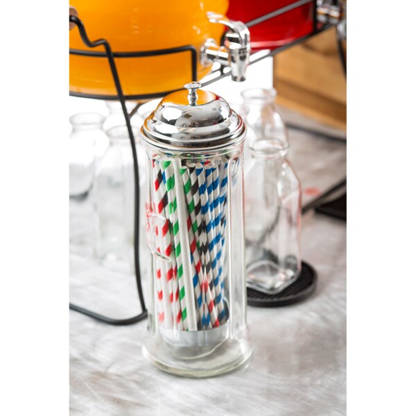 Clear Glass Straw Dispenser (Includes 60 Straws)