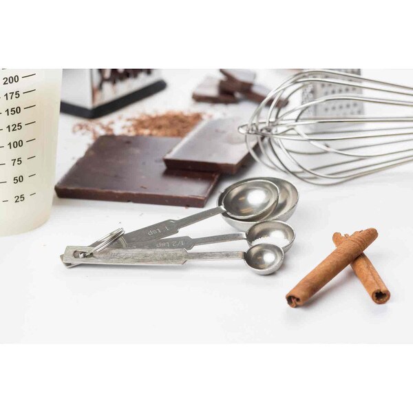 Tablecraft 722 4 Piece Stainless Steel Measuring Spoon Set, Heavyweight