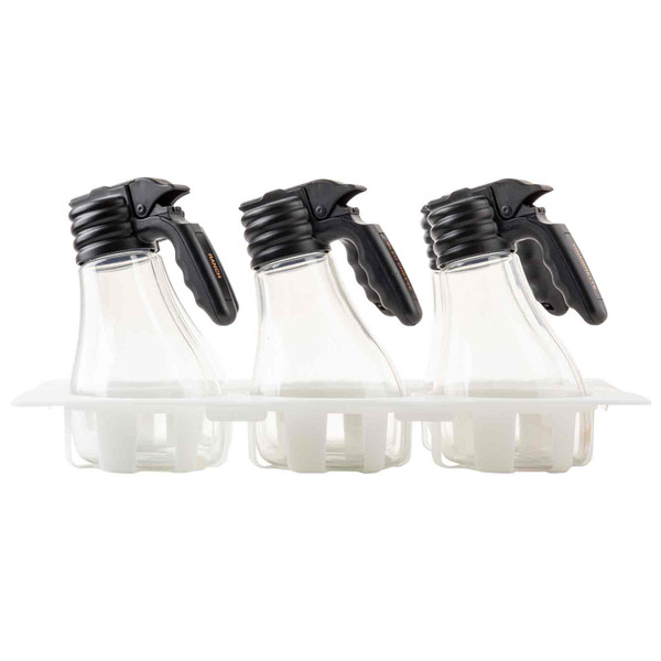 6 dressing dispensers and base set