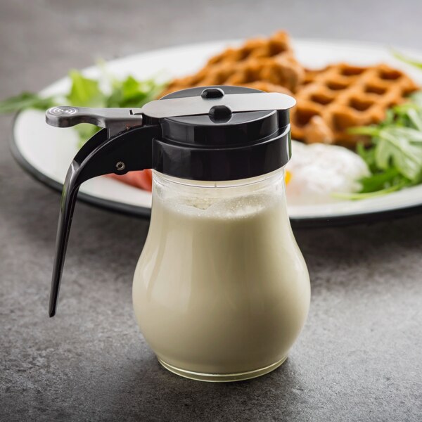 10 oz Teardrop Syrup Dispenser, Black ABS Top