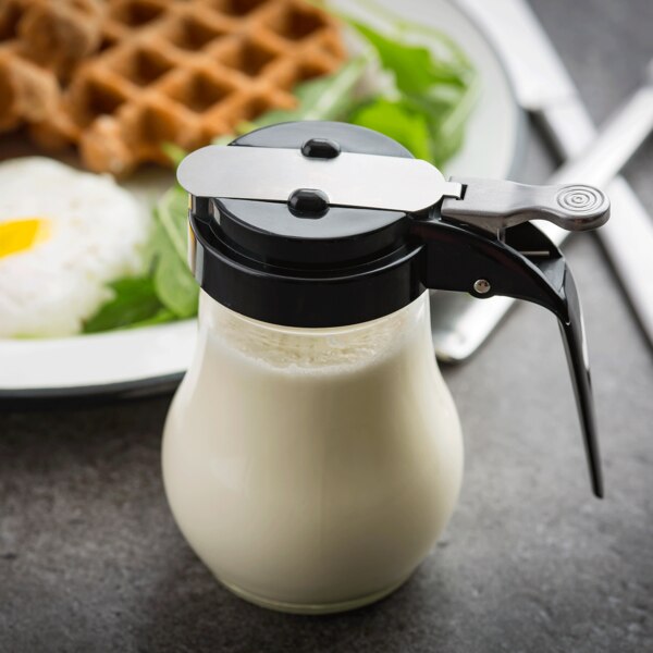 10 oz Teardrop Syrup Dispenser, Black ABS Top