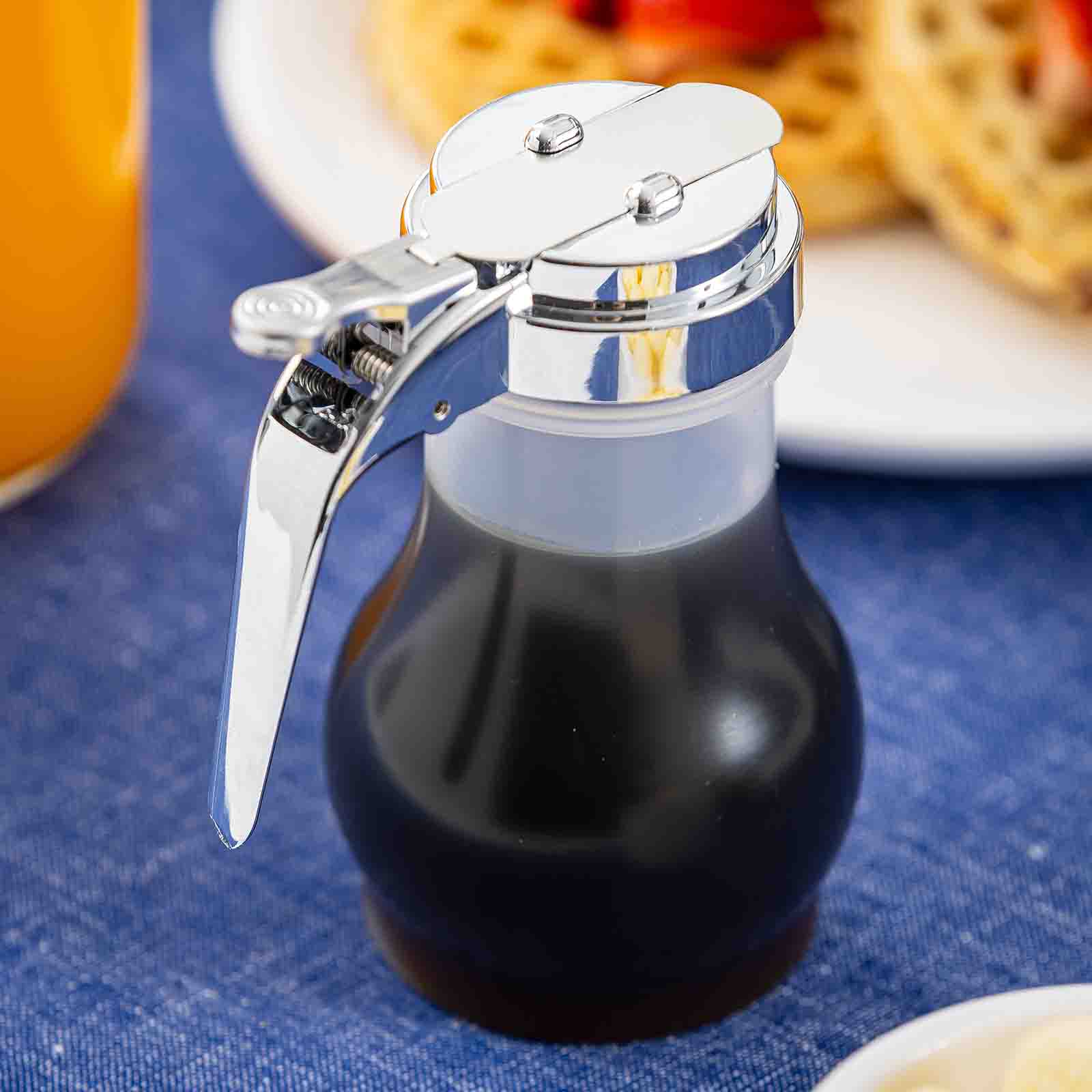 10 oz Teardrop Syrup Dispenser, Chrome Plated Plastic Top