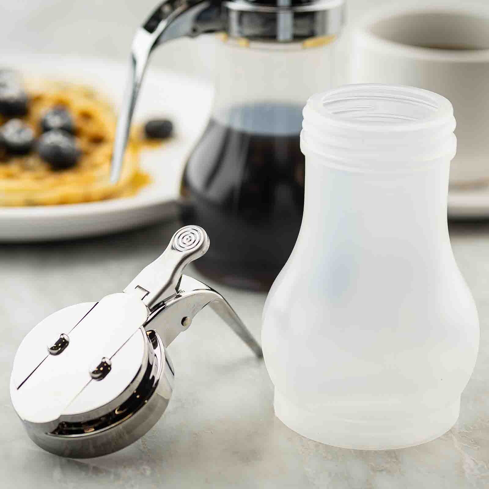 10 oz Teardrop Syrup Dispenser, Chrome Plated Plastic Top
