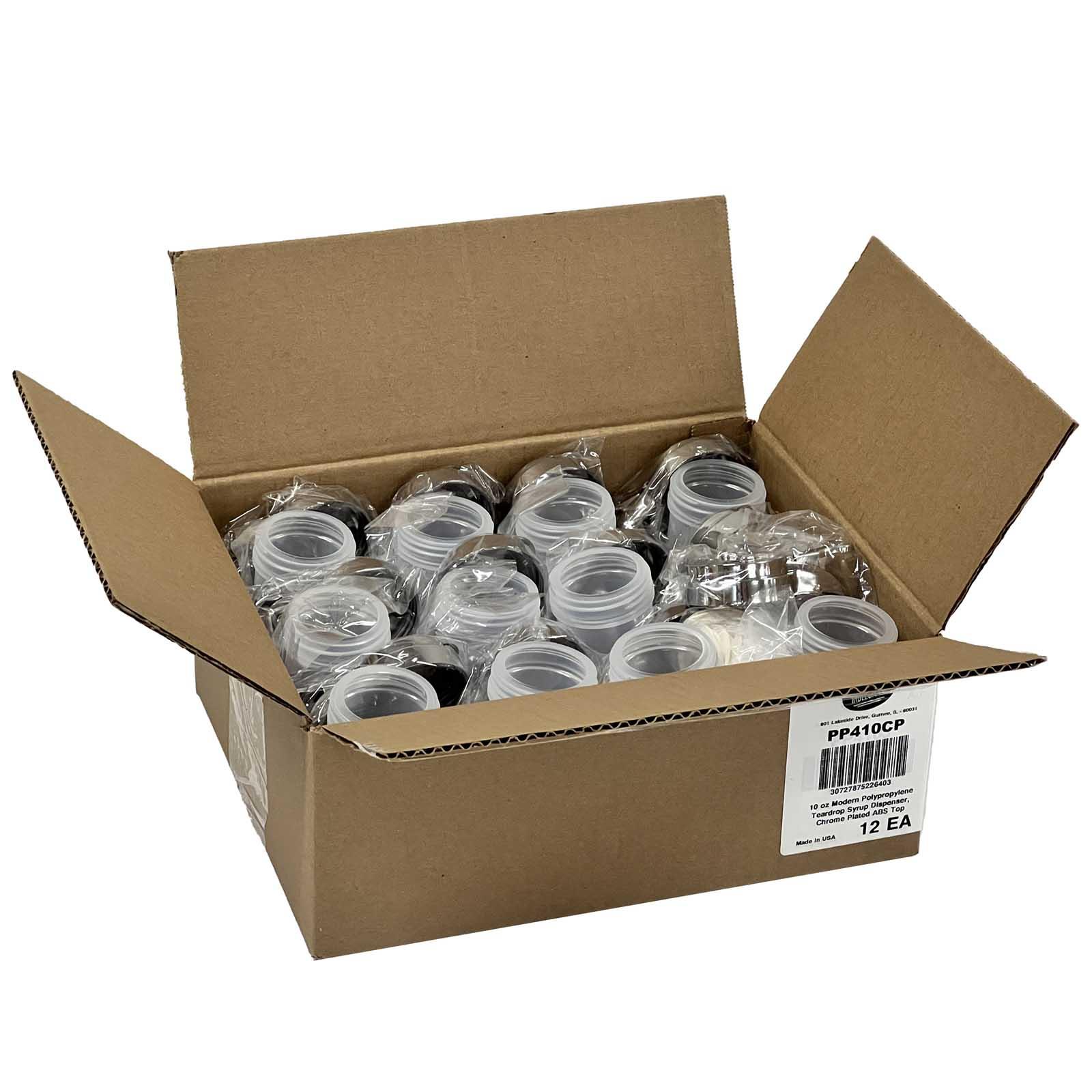 10 oz Teardrop Syrup Dispenser, Chrome Plated Plastic Top