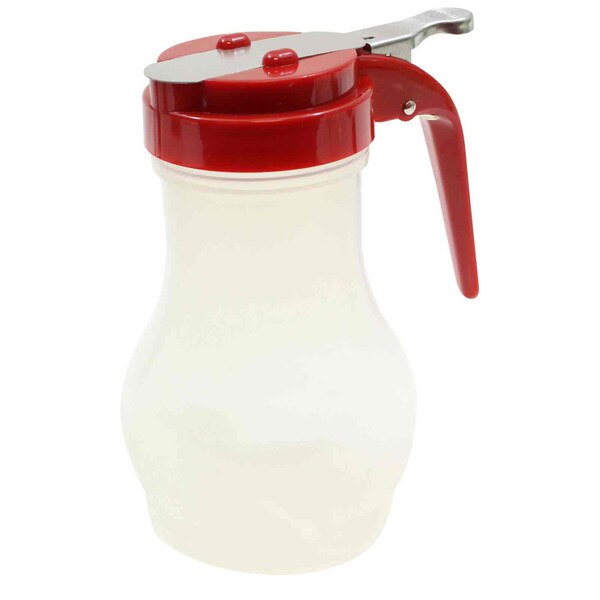 10 oz Teardrop Syrup Dispenser, Red ABS Top