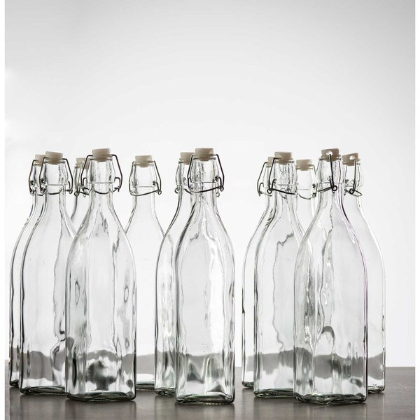 34 OZ CASH & CARRY PRIMA TRANSPARENT GLASS BOTTLE, RE-SEALABLE,DISHWASHER  SAFE (EA) MUST BE ORDERED IN QTY OF 12